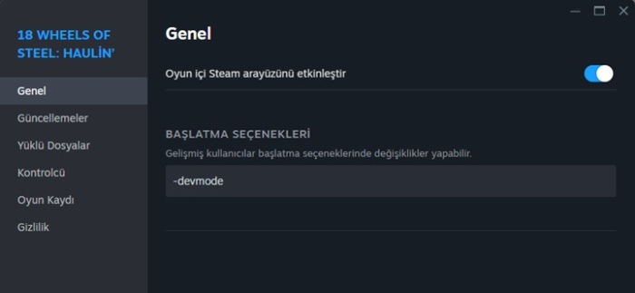 Steam Başlangıç Seçenekleri Değiştirme