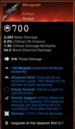 Shrapnel Artifact Musket, New World